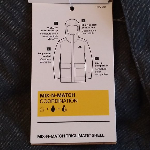 🆕 The North Face Youth Mix-N-Match Triclimate Shell, XS-SM, Asphalt Grey Heath - Picture 8 of 13
